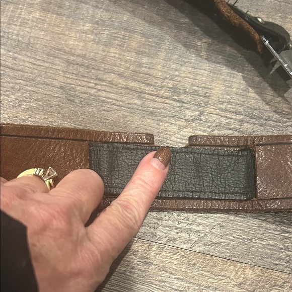 Brown and Black leather Belt seatbelt style main image 4